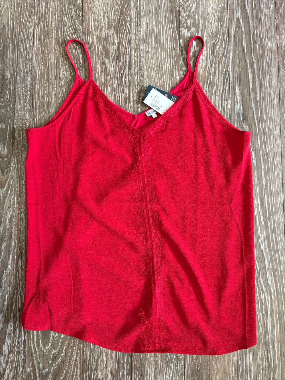 Kismet Red Lace-Trim Spaghetti Strap Cami